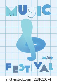 Music cover in navy blue, indigo, white colors. Rock concert flyer. Minimal line brochure. Soundwave layout. Abstract summer gradient. Promotion party ads. Vintage wave template.