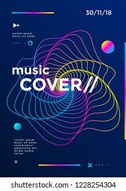 Music cover or poster design. Sound flyer with abstract gradient line waves.