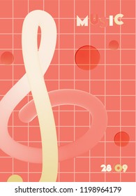 Music cover in red, pink, yellow, orange colors. Rock concert flyer. Minimal line brochure. Waveform layout. Vibration audio cover. Media party ads. Vintage wave template.