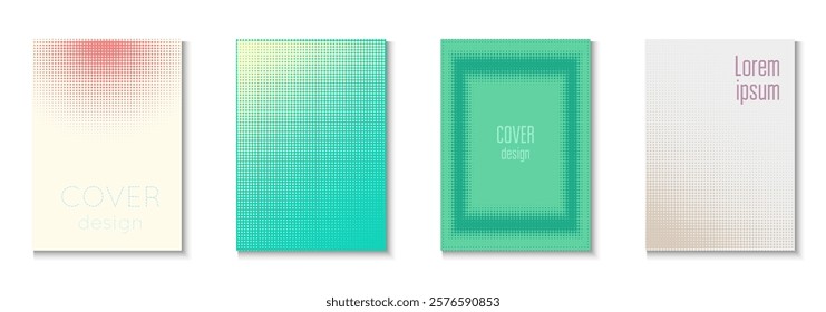 Music Cover Set. Color Art With Memphis Elements. Young Hipster Design On Annual Page. Book Flyer. Minimalist Dot Template. Geometric Halftone Poster. Trendy Music Cover