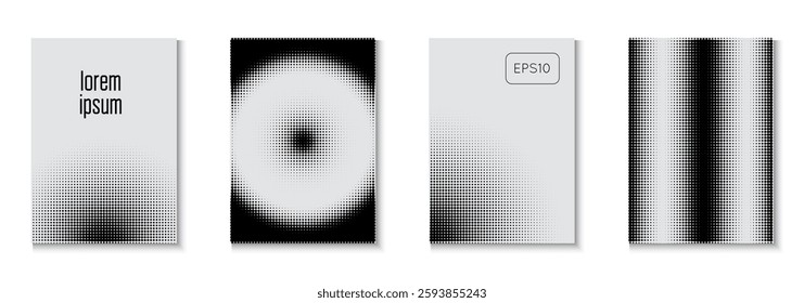 Music Cover Set. Summer Circles With Modern Art. Linear Shapes For Brand Folder. Black Wave Texture. Graphic Black And White  Flyer. Line Template. White Music Cover
