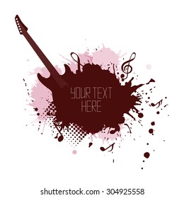 Music cover with splashes, notes and guitar  for your business