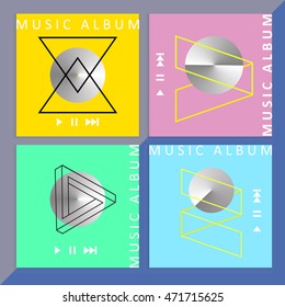 Music cover template. Square. Geometric elements. Abstract. Vector illustration. Hipster style 