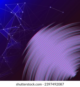 Music cover with waveform as a neon vinyl grooves
