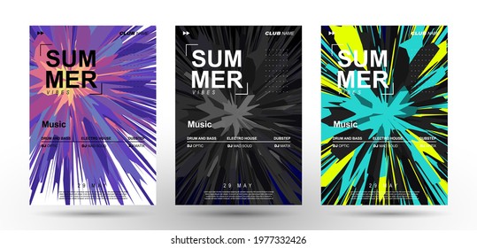 Music Covers. Explosion of vibrant colors. Splash of paint. Club party flyer. Poster, presentation, brochure, banner, poster design.