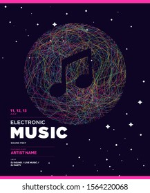 Music Covers for Night Party or Club Party Flyer. Colorful Waves Gradient Background. Template for DJ Poster, Web Banner, Pop-Up. Geometric template vector design. 