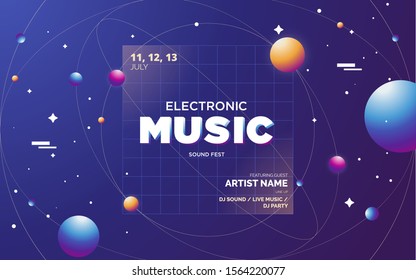 Music Covers for Night Party or Club Party Flyer. Colorful Waves Gradient Background. Template for DJ Poster, Web Banner, Pop-Up. Geometric template vector design. 