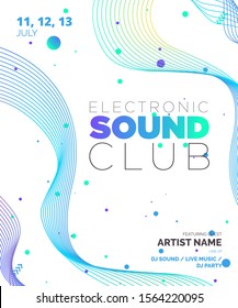 Music Covers for Night Party or Club Party Flyer. Colorful Waves Gradient Background. Template for DJ Poster, Web Banner, Pop-Up. Geometric template vector design. 