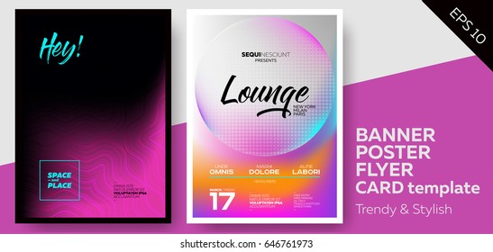 Music Covers for Summer Electronic Fest or Club Party Flyer. Lounge, Minimal, Techno, Deep Dark Styles. Template for DJ Poster, Web Banner, Pop-Up.