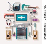 Music creation. Flat design.