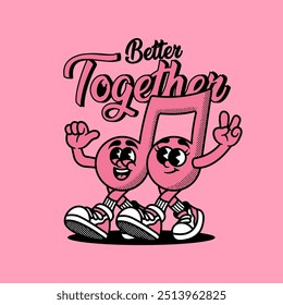 Music cute retro cartoon vector hand drawn