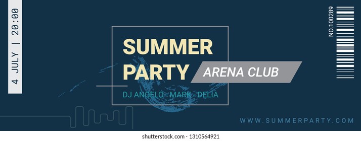 Music, Dance, party, Live Concert entrance vector tickets templates. Ticket for entrance to the event. Modern elegant illustration template of Ticket Card