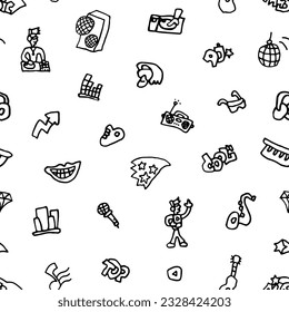  fiesta de danza musical con fondo vectorial sin fisuras,
 elemento de diseño de esbozo dibujado a mano