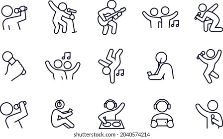 Music and Dance Thin Line Icons vector design 