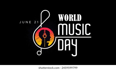 music day. world music day celebration vector design template. June 21. Music day, with silhouettes of people listening to music and musical notes