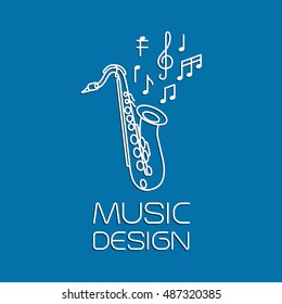 Music design with alto saxophone classical instrument. Vector illustration