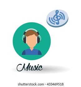 Music design. boy icon.  White background , vector