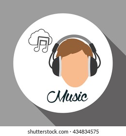 Music design. boy icon.  White background , vector