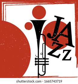 Music design for card, invitation, flyer. Music background vector illustration. Jazz poster with trumpet.
