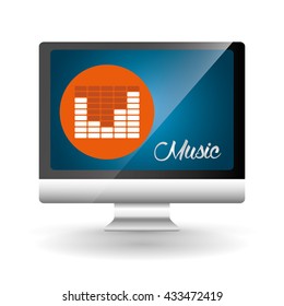 Music design. computer icon.  White background , vector