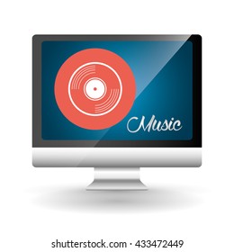 Music design. computer icon.  White background , vector