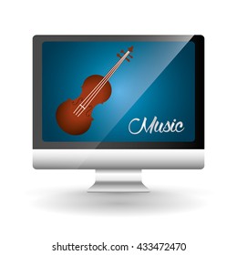 Music design. computer icon.  White background , vector