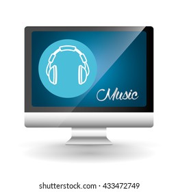 Music design. computer icon.  White background , vector