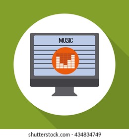 Music design. computer icon.  White background , vector