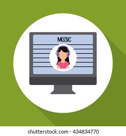 Music design. computer icon.  White background , vector