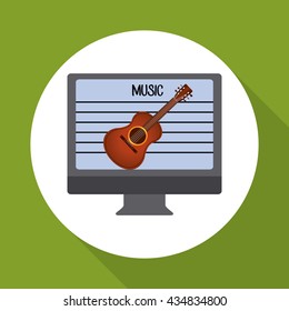 Music design. computer icon.  White background , vector