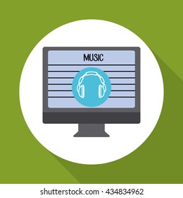 Music design. computer icon.  White background , vector