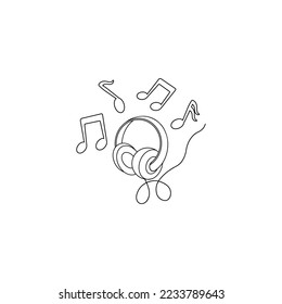 Music design element. Music headset and sheet music.