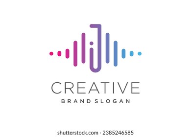 Music design element vector with creative letter J concept idea