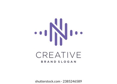 Music design element vector with creative letter N concept idea