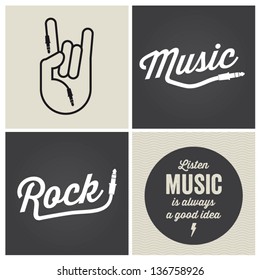 music design elements with font type and illustration vector