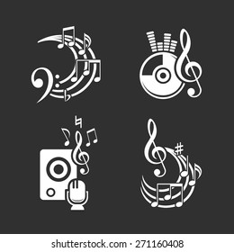 Music design elements and note icons set