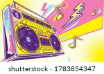 Music design - funky colorful drawn boom box tape recorder