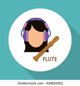 Music design. girl icon.  White background , vector