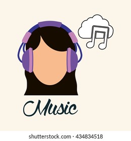 Music design. girl icon.  White background , vector