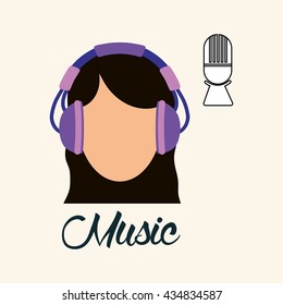 Music design. girl icon.  White background , vector
