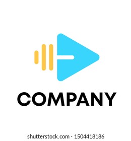 music design logo vector record play button equalizer template 