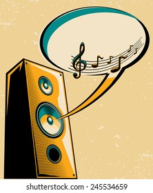Music design - loudspeaker & speech bubble