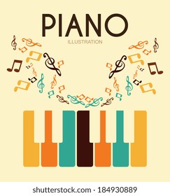 Diseño musical sobre fondo beige, ilustración vectorial