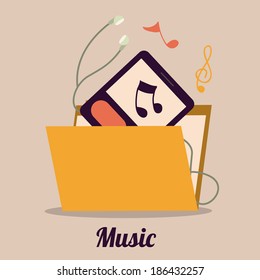 Music  design over beige background, vector illustration