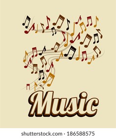Music design over beige background, vector illustration