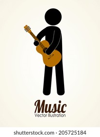 Music design over beige background, vector illustration