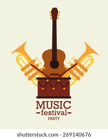 Music design over beige background, vector illustration.