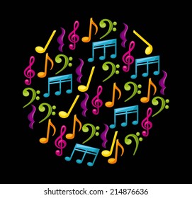 music design over black background vector illustration