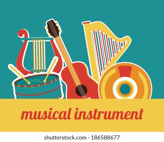 Music design over blue background, vector illustration