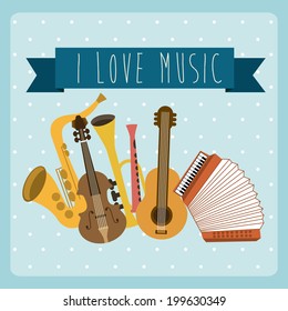 Music design over blue background, vector illustration